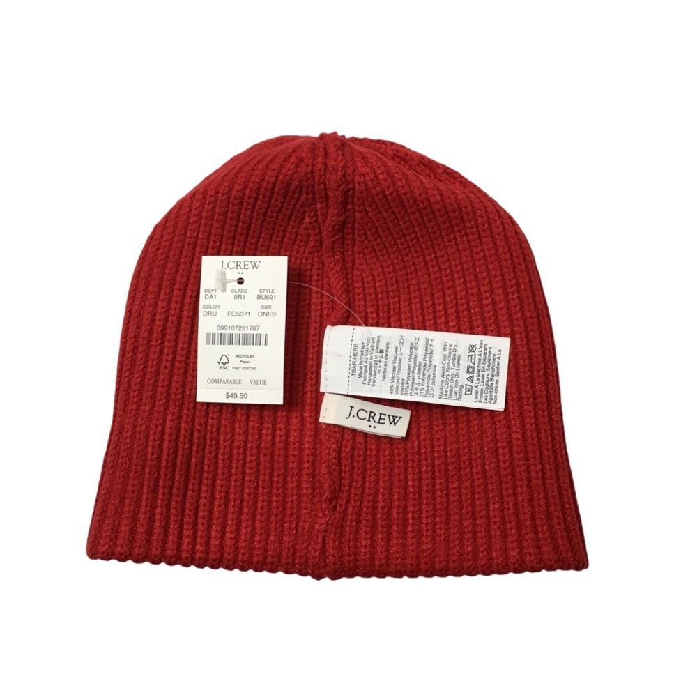 J.Crew Factory Red Ribbed Beanie - Picture 3 of 4